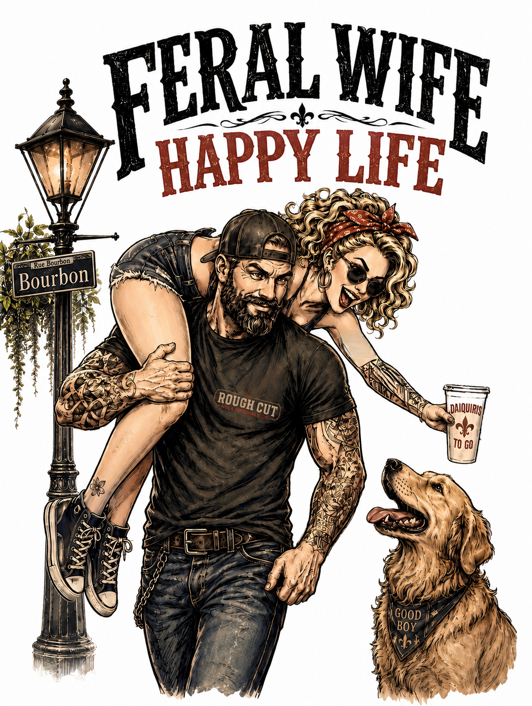 Feral Wife Happy Life Graphic T-Shirt