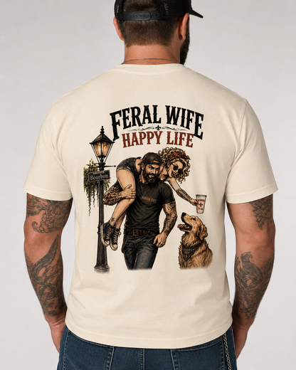 Feral Wife Happy Life Graphic T-Shirt