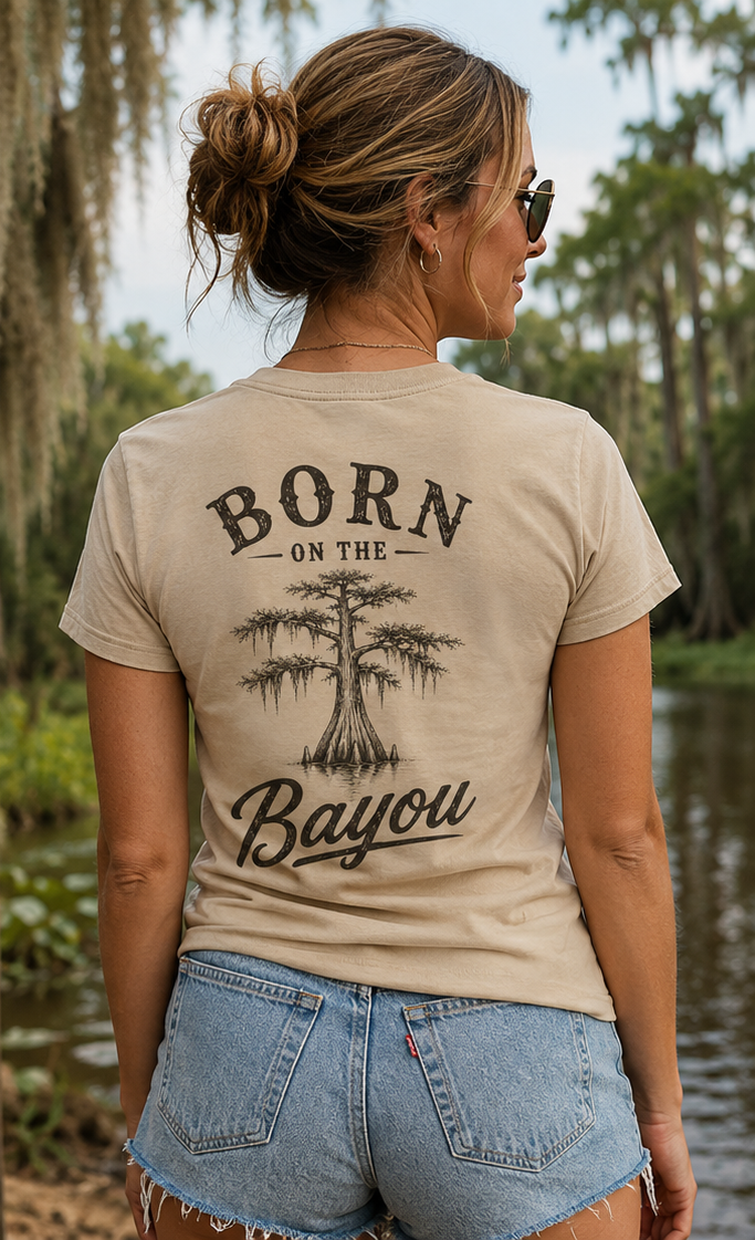 Born on the Bayou Women’s Graphic T-Shirt